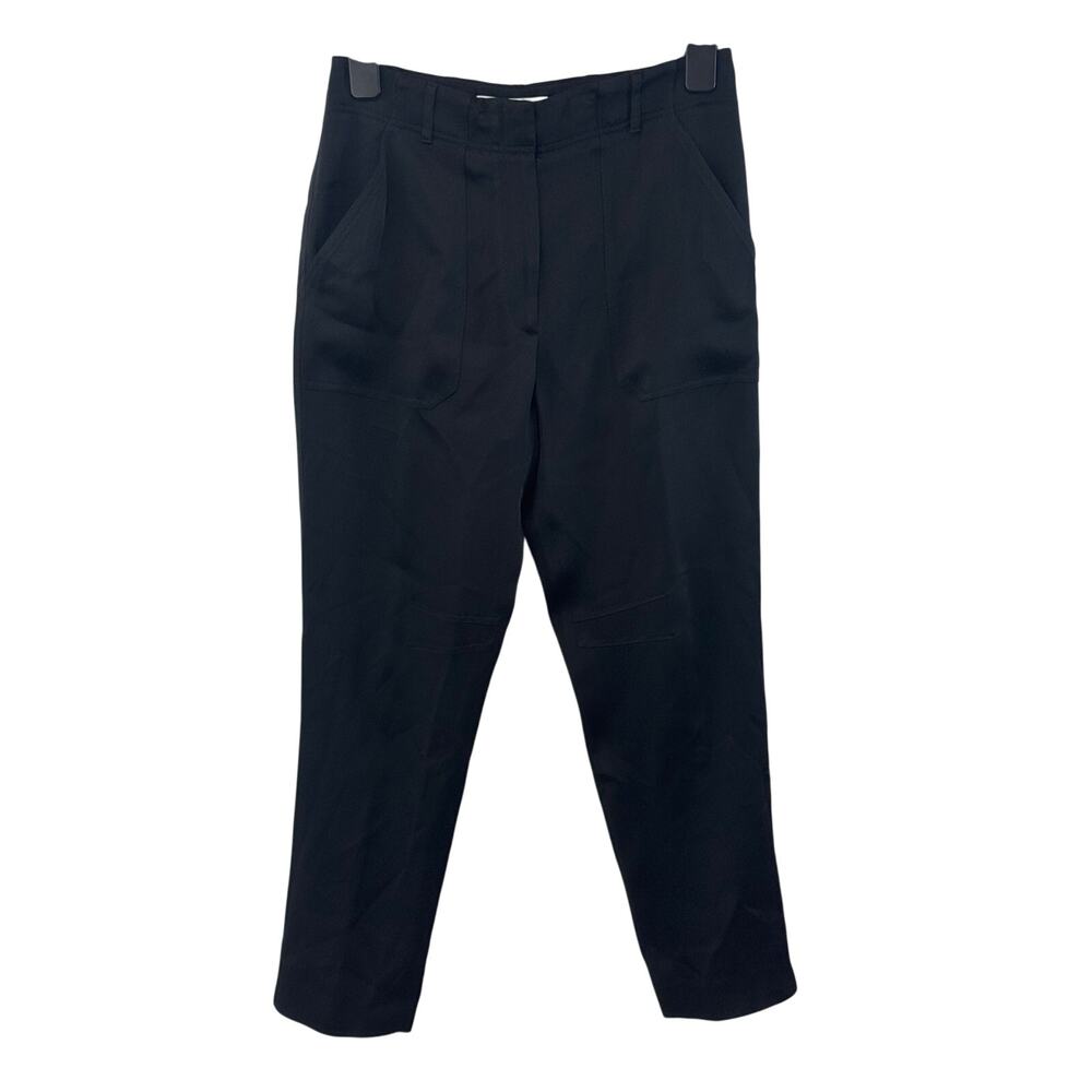 Veronica Beard Cropped Pants Womens 6 Black High Rise Tapered Ankle Pockets